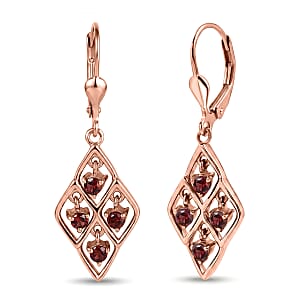 D'Joy Premium Anthill Garnet 0.70 ctw Lattice Earrings in Brown E-coat Sterling Silver