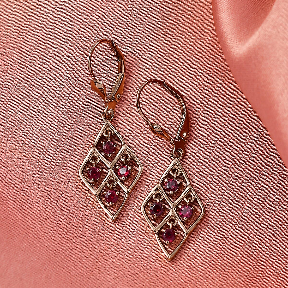 D'Joy Premium Anthill Garnet 0.70 ctw Lattice Earrings in Brown E-coat Sterling Silver image number 1