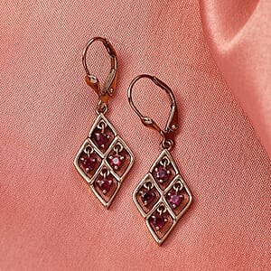 D'Joy Premium Anthill Garnet 0.70 ctw Lattice Earrings in Brown E-coat Sterling Silver
