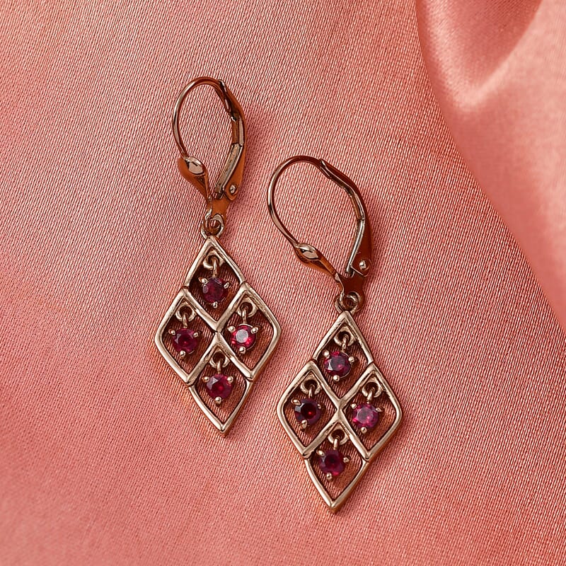D'Joy Premium Anthill Garnet 0.70 ctw Lattice Earrings in Brown E-coat Sterling Silver