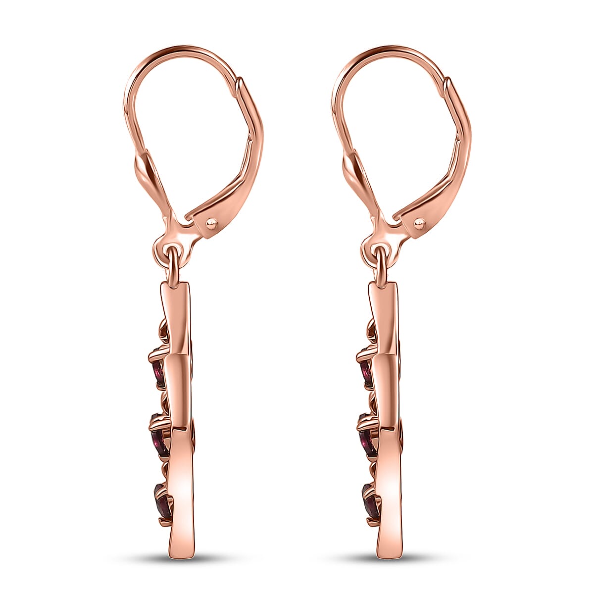 D'Joy Premium Anthill Garnet 0.70 ctw Lattice Earrings in Brown E-coat Sterling Silver image number 3