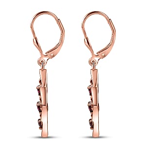 D'Joy Premium Anthill Garnet 0.70 ctw Lattice Earrings in Brown E-coat Sterling Silver