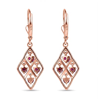 D'Joy Premium Anthill Garnet 0.70 ctw Lattice Earrings in Brown E-coat Sterling Silver