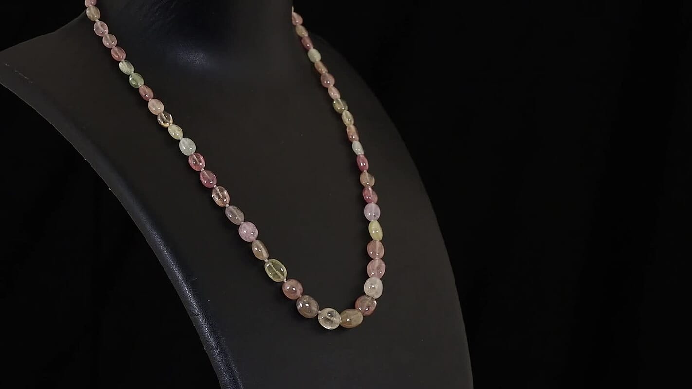 Certified and Appraised Luxoro Premium Natural Multi Sapphire 130.00 ctw Necklace in 10K Yellow Gold 18 Inches (Del. in 10-12 Days)