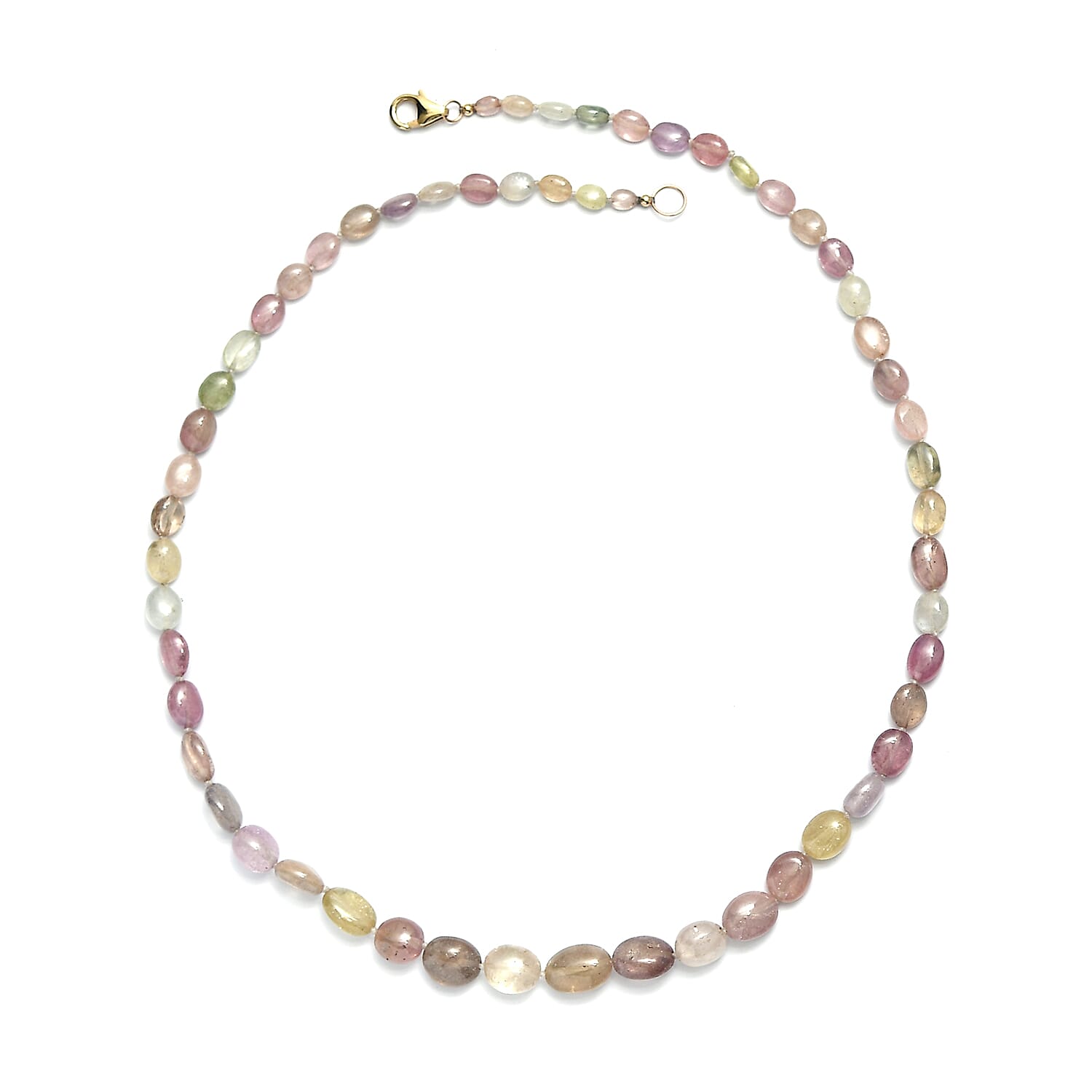 Certified and Appraised Luxoro Premium Natural Multi Sapphire 130.00 ctw Necklace in 10K Yellow Gold 18 Inches (Del. in 10-12 Days)