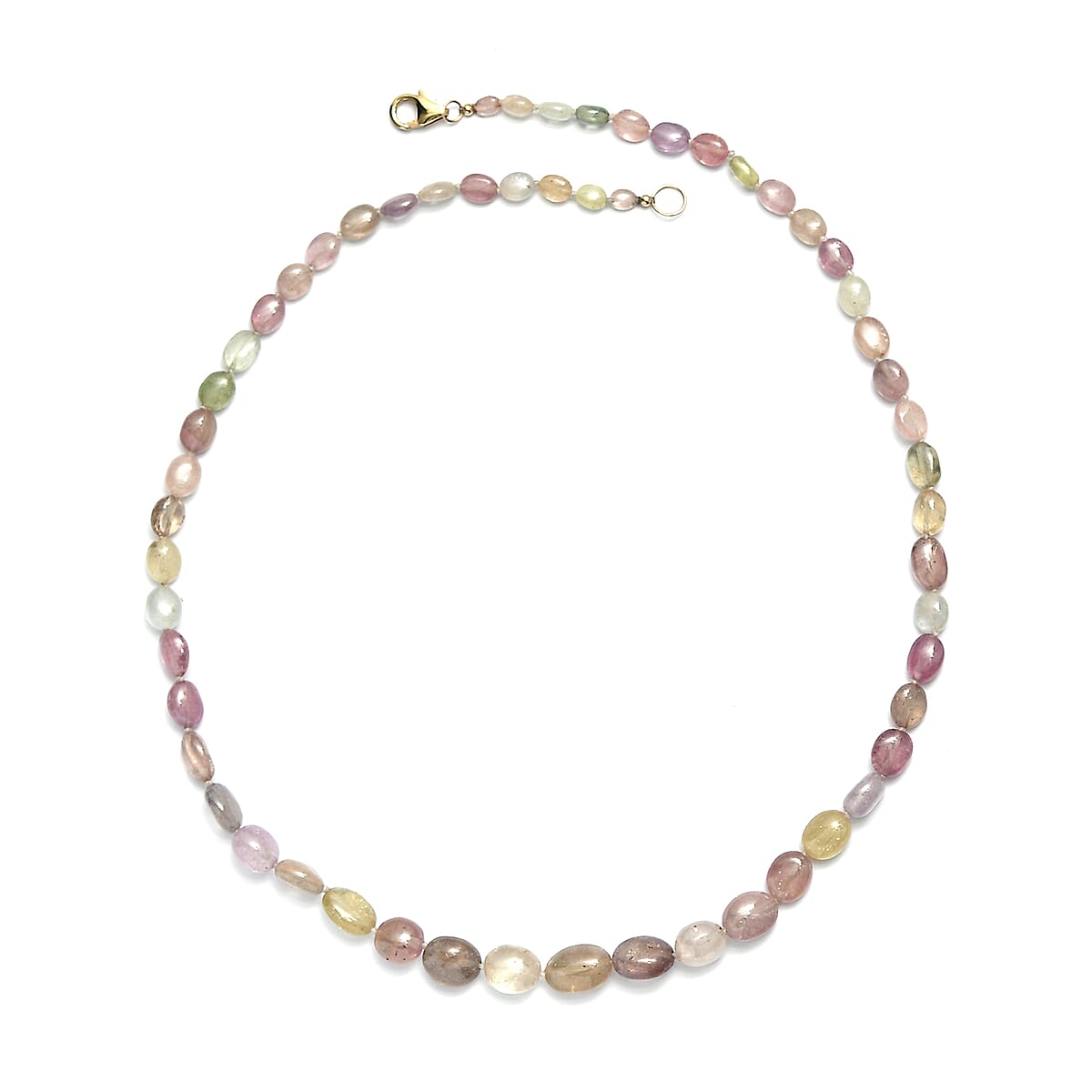Luxoro 10K Yellow Gold Natural Unheated Multi Sapphire  Necklace (Size - 18) 130.00 ctw image number 4