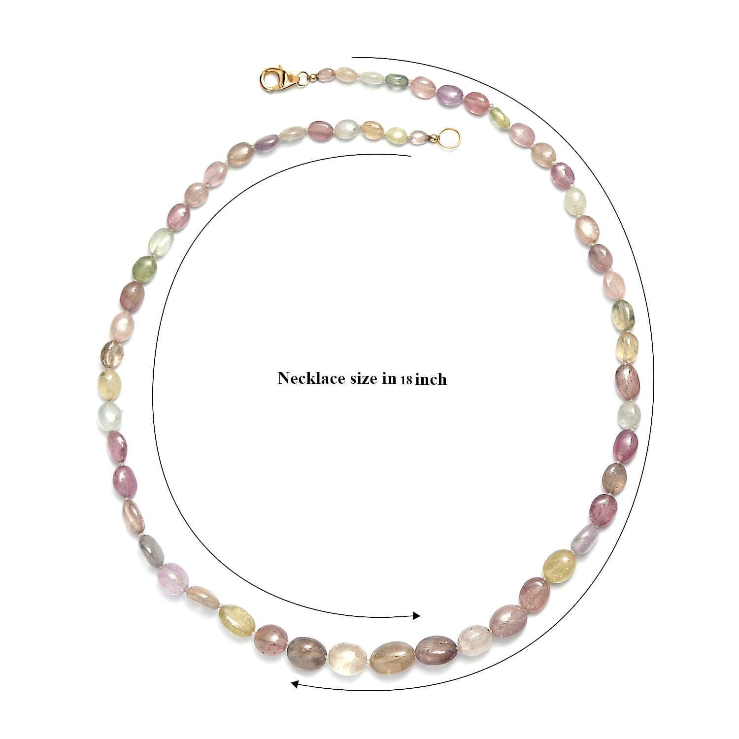Certified and Appraised Luxoro Premium Natural Multi Sapphire 130.00 ctw Necklace in 10K Yellow Gold 18 Inches (Del. in 10-12 Days)