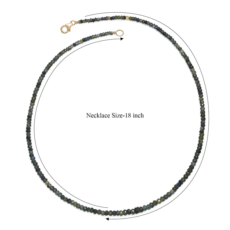 Certified and Appraised Luxoro Premium Montana Sapphire 70.00 ctw Necklace in 10K Yellow Gold 18 Inches