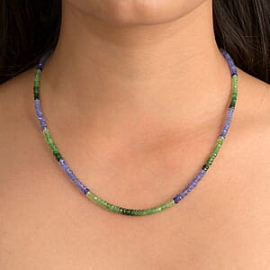 D'Joy Tanzanite ,  Tsavorite Garnet  Necklace (18-20 Inches) in 18K YG VermeilSterling Silver 65.00 ctw