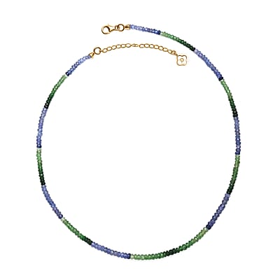 Certified & Appraised D'Joy Premium Tanzanite and Tsavorite Garnet 67.00 ctw Beaded Necklace in 18K Vermeil Yellow Gold Over Sterling Silver 18-20 Inches