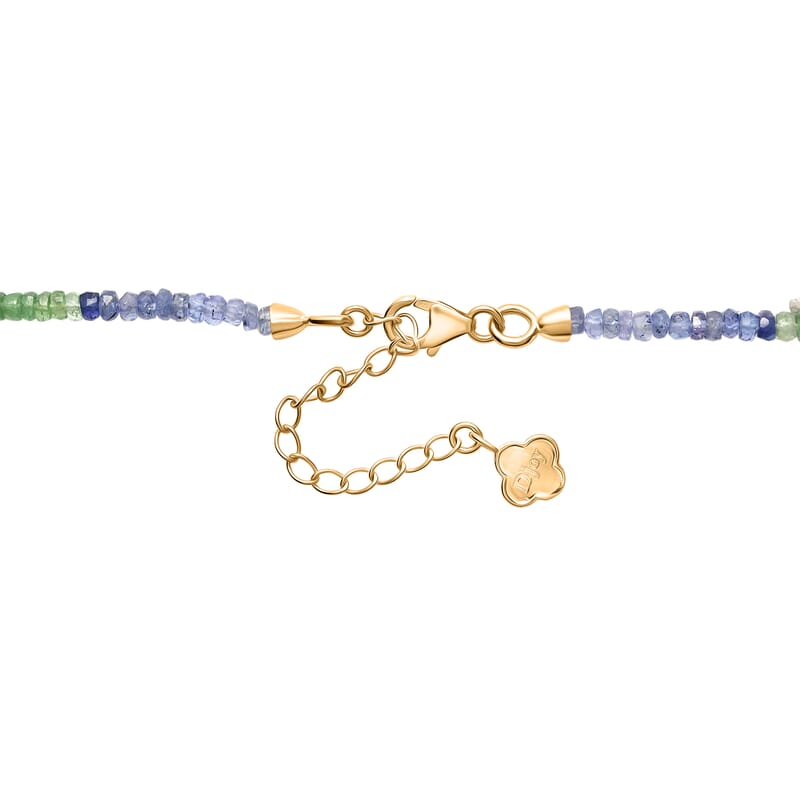 Certified & Appraised D'Joy Premium Tanzanite and Tsavorite Garnet 67.00 ctw Beaded Necklace in 18K Vermeil Yellow Gold Over Sterling Silver 18-20 Inches