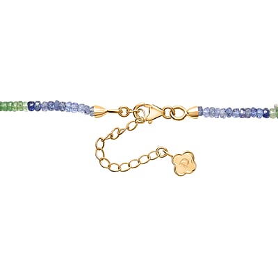 Certified & Appraised D'Joy Premium Tanzanite and Tsavorite Garnet 67.00 ctw Beaded Necklace in 18K Vermeil Yellow Gold Over Sterling Silver 18-20 Inches