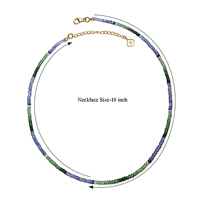 Certified & Appraised D'Joy Premium Tanzanite and Tsavorite Garnet 67.00 ctw Beaded Necklace in 18K Vermeil Yellow Gold Over Sterling Silver 18-20 Inches