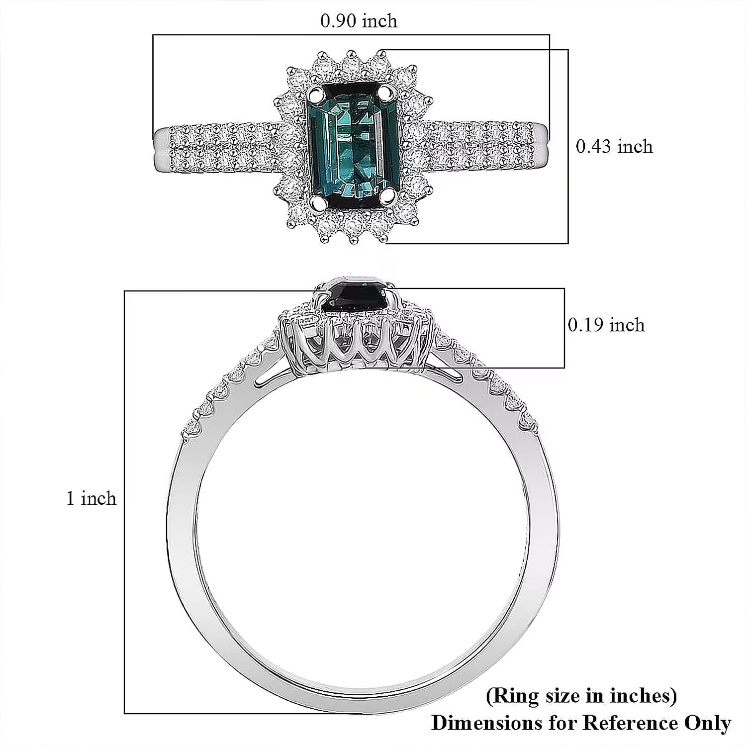 Certified and Appraised Rhapsody AAAA Monte Belo Indicolite and Diamond E-F VS 1.54 ctw Ring in 950 Platinum (Size 10.0) 5.55 Grams