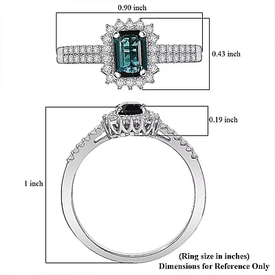 Certified and Appraised Rhapsody AAAA Monte Belo Indicolite and Diamond E-F VS 1.54 ctw Ring in 950 Platinum (Size 10.0) 5.55 Grams