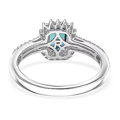 Certified and Appraised Rhapsody AAAA Monte Belo Indicolite and Diamond E-F VS 1.54 ctw Ring in 950 Platinum (Size 10.0) 5.55 Grams