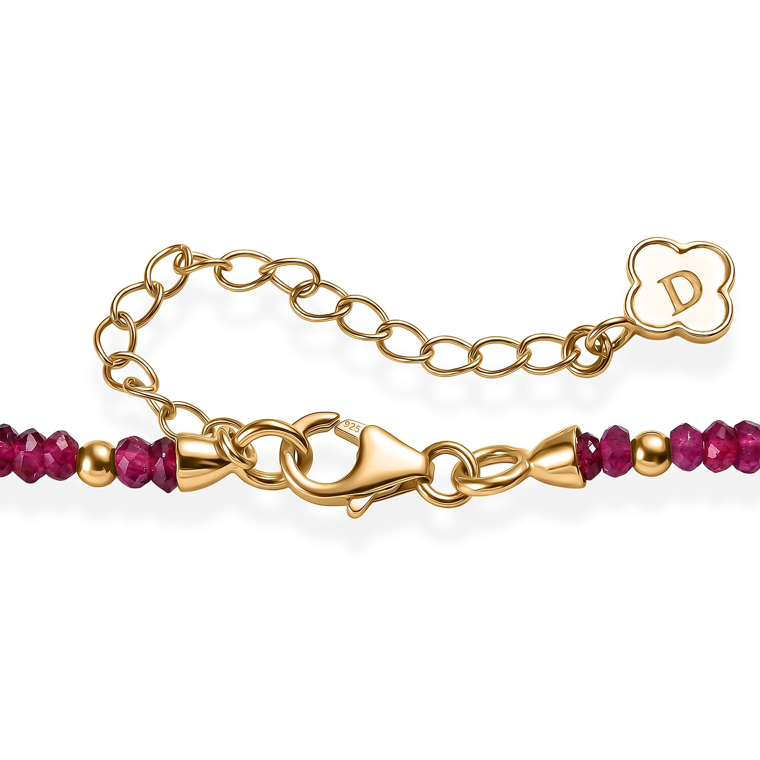 D'Joy Premium Radiant Ember Garnet 70.00 ctw Beaded Necklace in 18K Vermeil Yellow Gold Over Sterling Silver 18-20 Inches