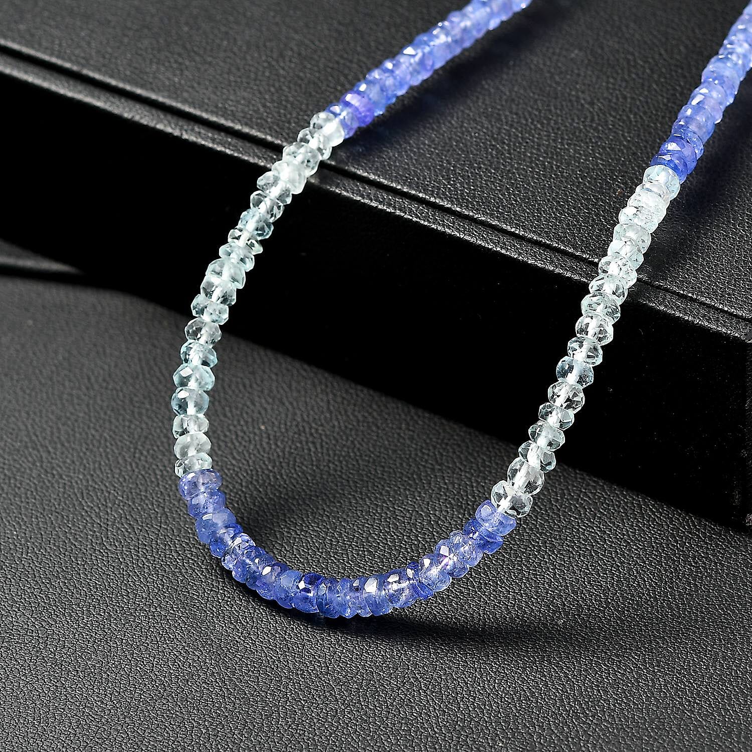 D'Joy Premium Tanzanite and Aquamarine 55.00 ctw Beaded Necklace (18-20 Inches) in 18K Vermeil Yellow Gold Over Sterling Silver