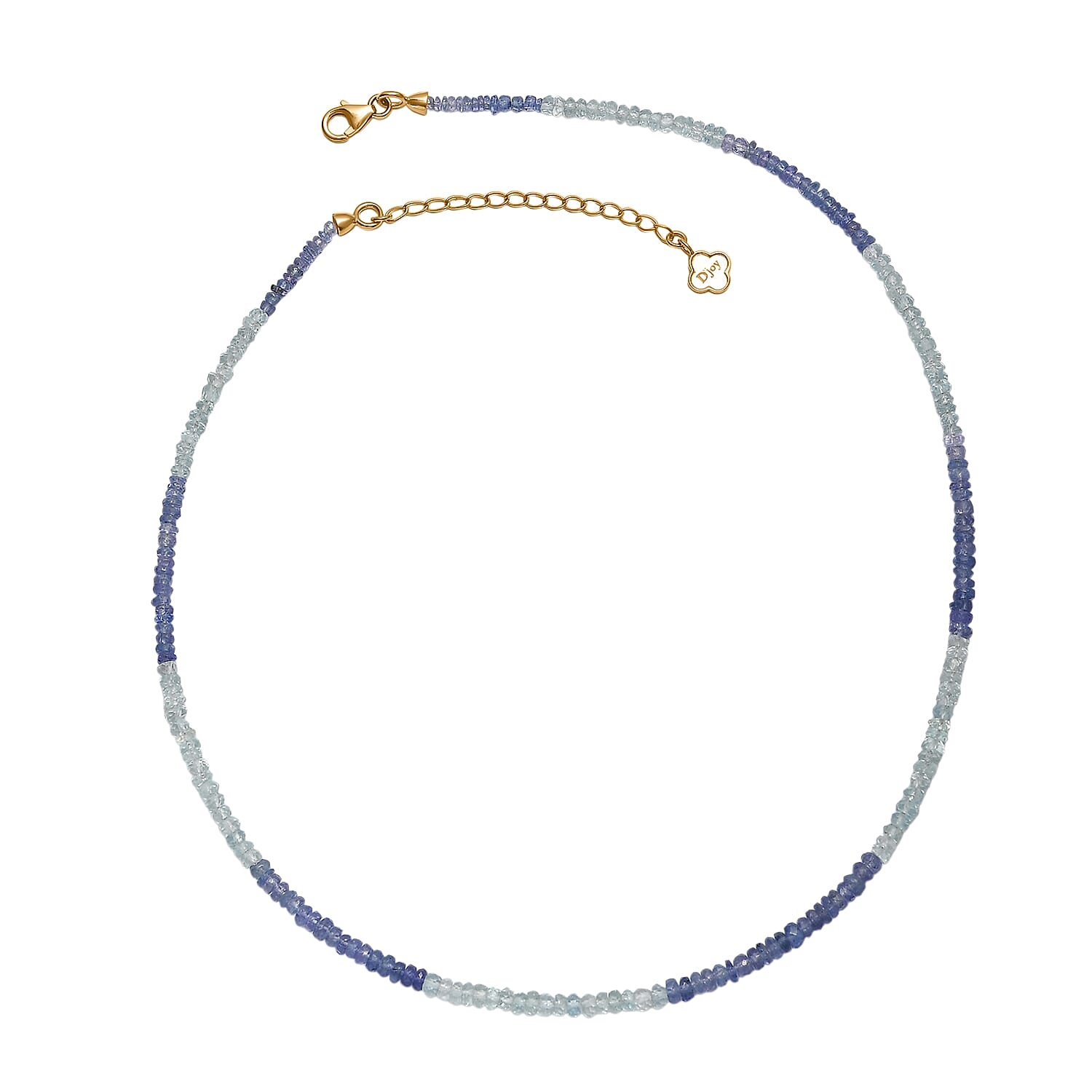 D'Joy Premium Tanzanite and Aquamarine 55.00 ctw Beaded Necklace (18-20 Inches) in 18K Vermeil Yellow Gold Over Sterling Silver