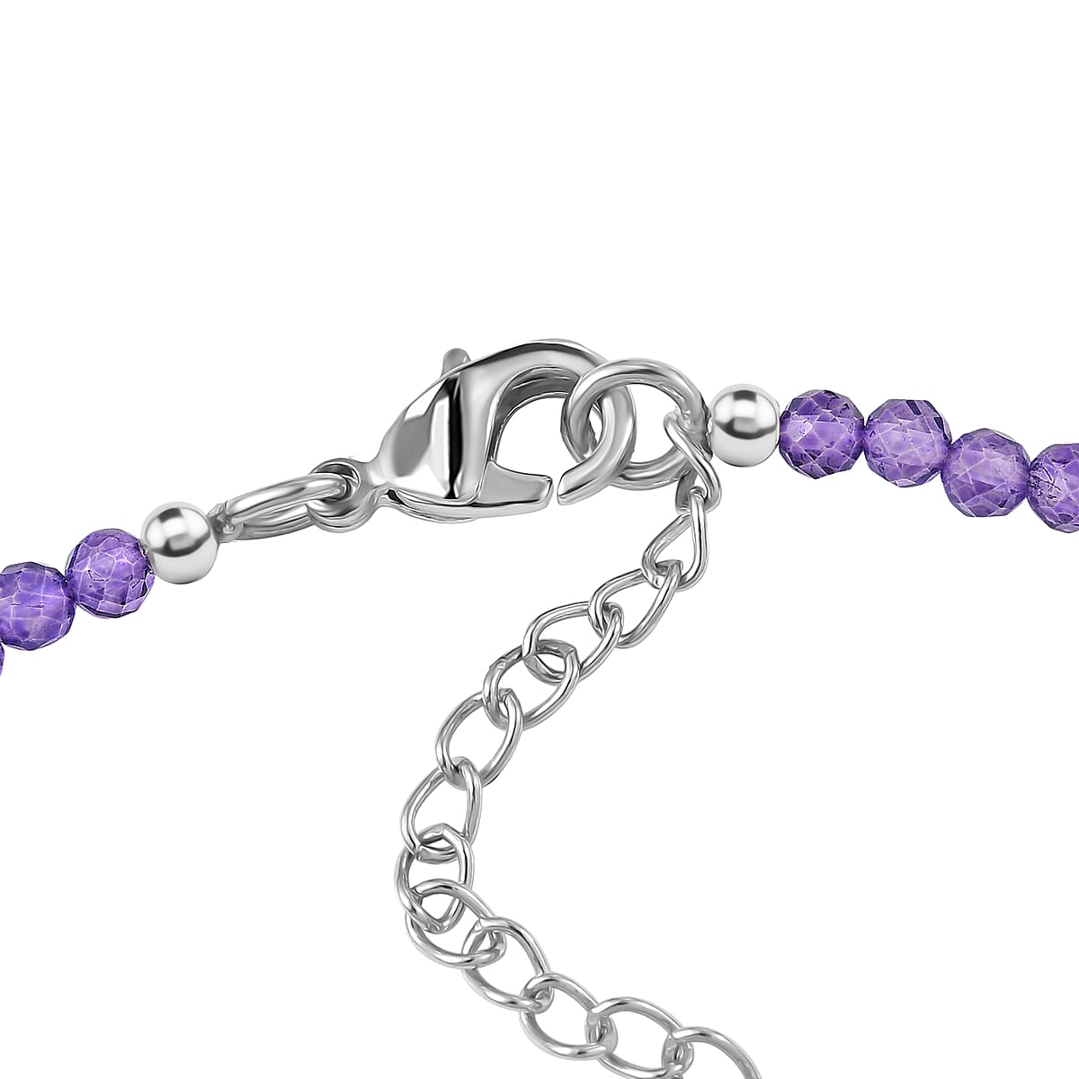 EverTrue Rose De France Amethyst and African Amethyst Beaded 11.40 ctw Traveling Pear-Shape Bracelet in 18K RG Plated and Platinum Bond (6.50 In) image number 3