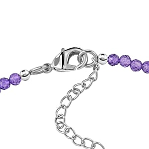 EverTrue Rose De France Amethyst and African Amethyst Beaded 11.40 ctw Traveling Pear-Shape Bracelet in 18K RG Plated and Platinum Bond (6.50 In)