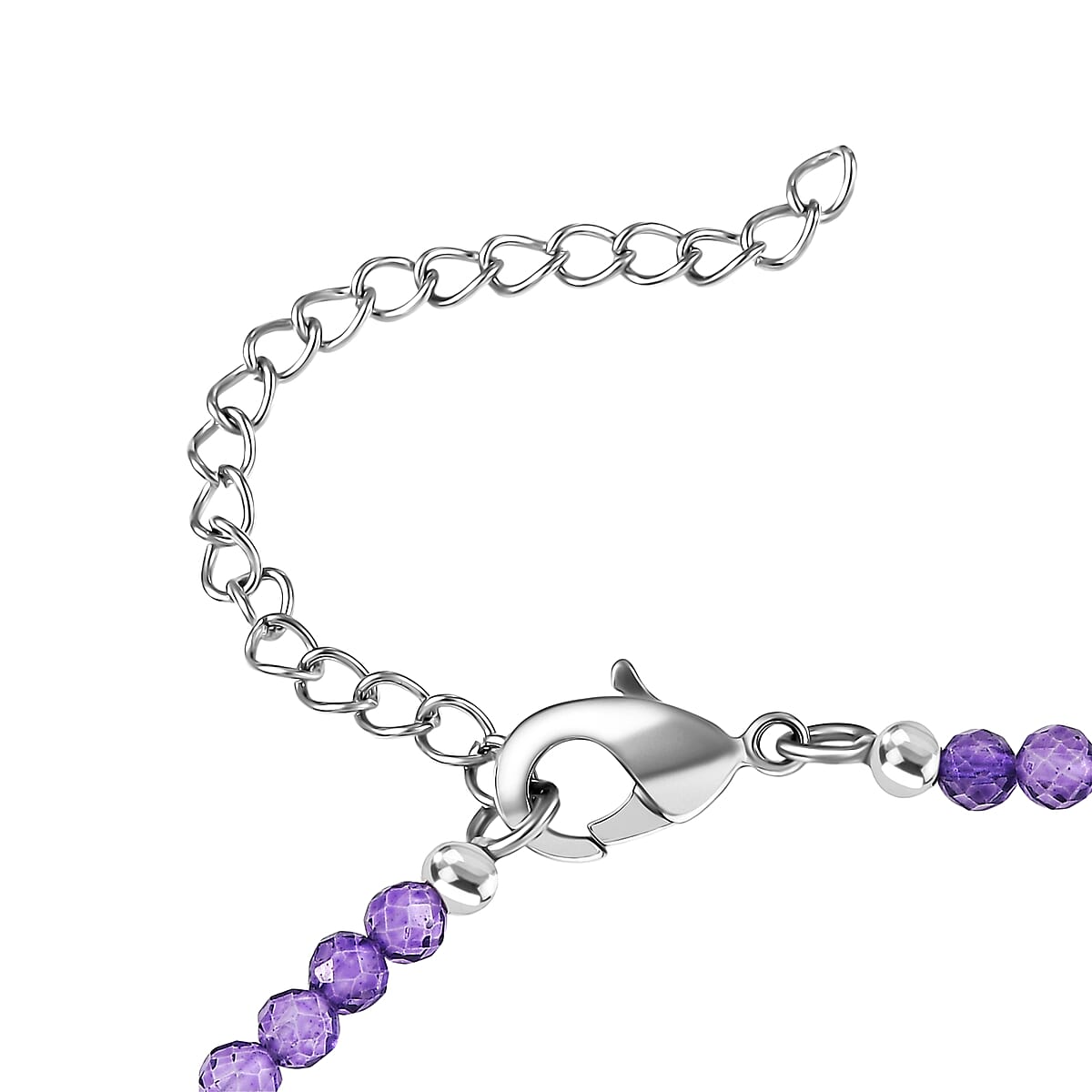 EverTrue Rose De France Amethyst and Amethyst Beaded 14.50 ctw Traveling Pear-Shape Bracelet in 18K RG Plated and Platinum Bond (8.00 In) image number 3