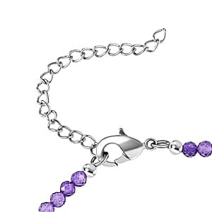 EverTrue Rose De France Amethyst and Amethyst Beaded 14.50 ctw Traveling Pear-Shape Bracelet in 18K RG Plated and Platinum Bond (8.00 In)