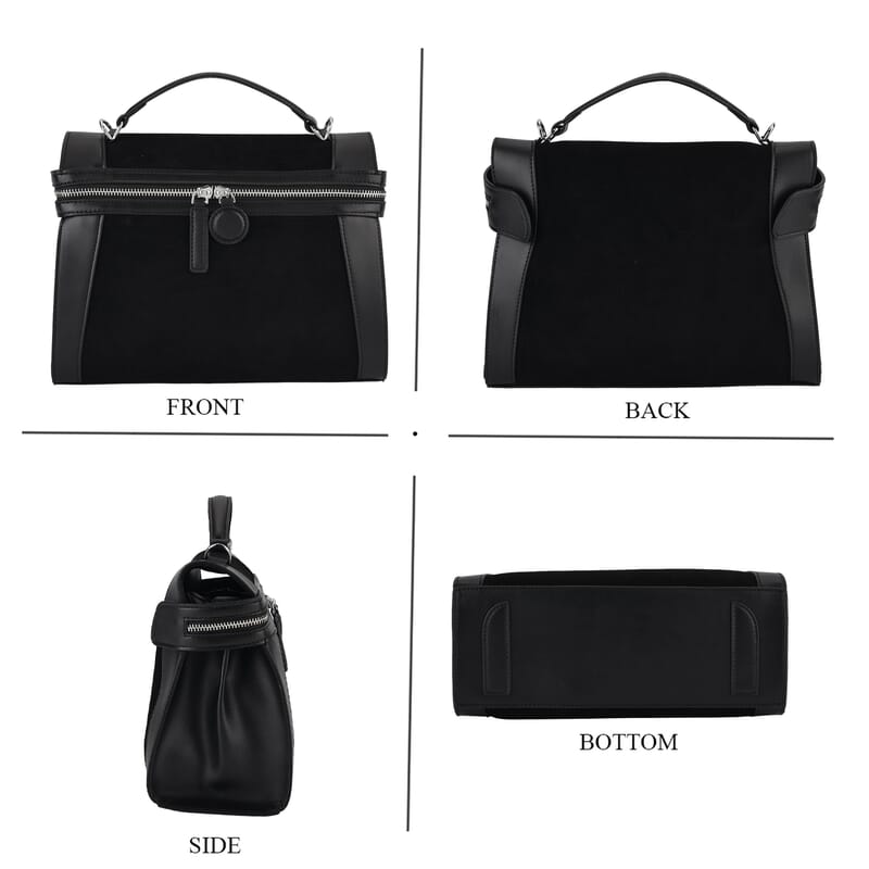The Grand Pelle Black Genuine Leather Crossbody Bag with Shoulder Strap
