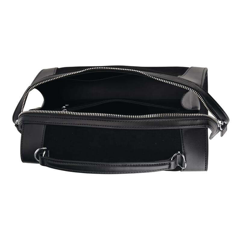 The Grand Pelle Black Genuine Leather Crossbody Bag with Shoulder Strap