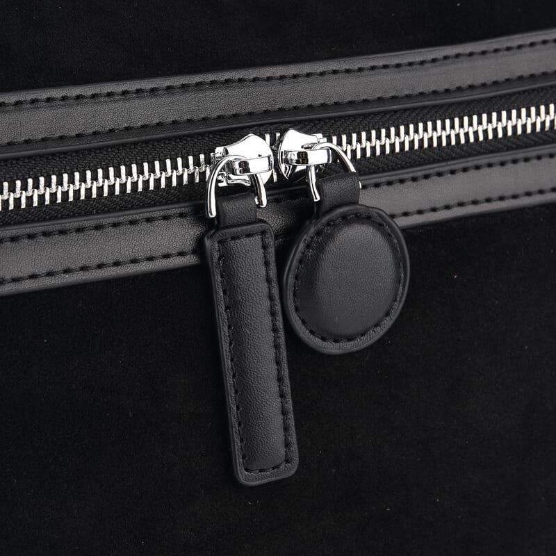 The Grand Pelle Black Genuine Leather Crossbody Bag with Shoulder Strap
