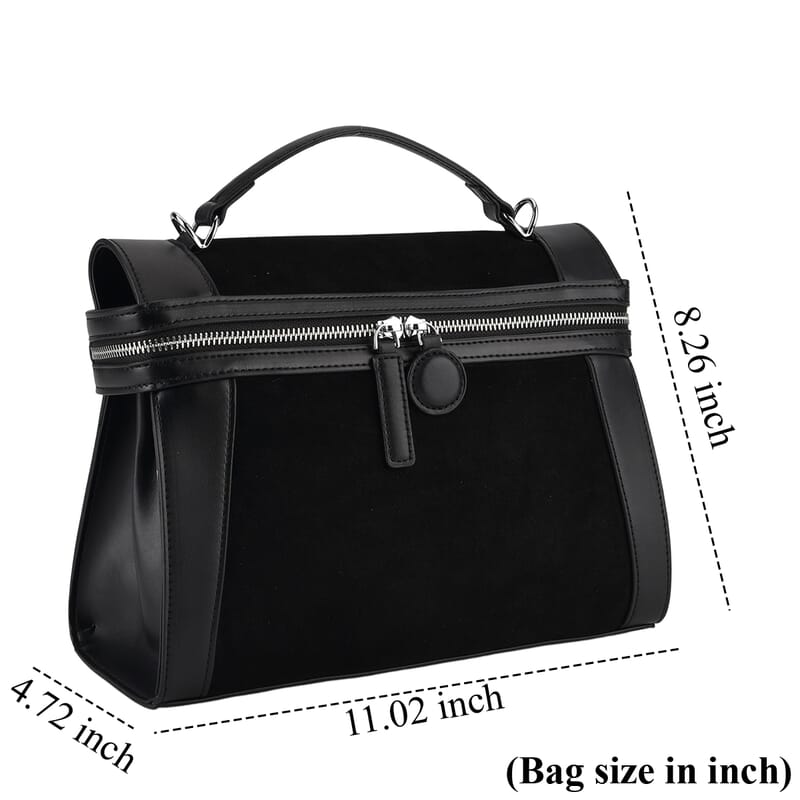 The Grand Pelle Black Genuine Leather Crossbody Bag with Shoulder Strap
