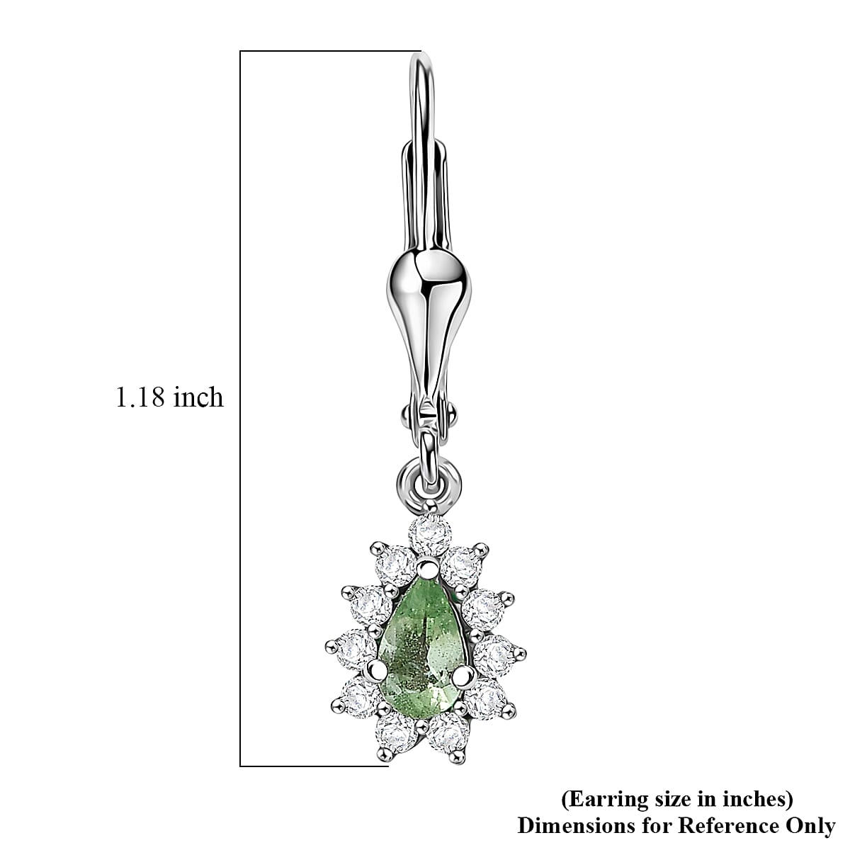 D'Joy Premium Tanzanian Mint Garnet and White Zircon 0.90 ctw Pear Sunburst Halo Earrings in Rhodium Over Sterling Silver image number 6