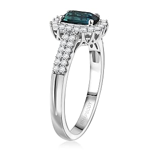Certified & Appraised Rhapsody AAAA Monte Belo Indicolite and Diamond E-F VS 1.54 ctw Ring in 950 Platinum (Size 6.0) 5.55 Grams