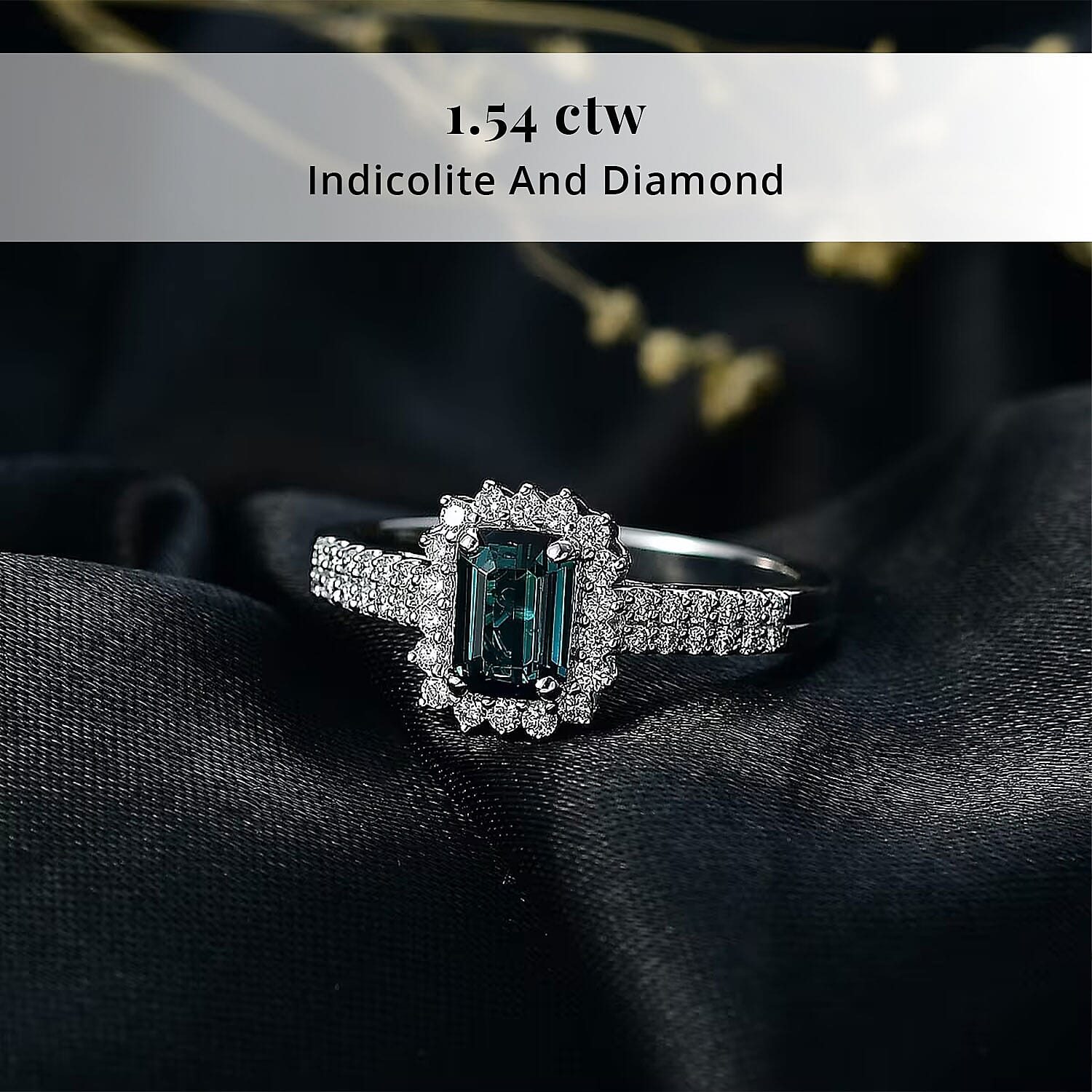 Certified and Appraised Rhapsody AAAA Monte Belo Indicolite and Diamond E-F VS 1.54 ctw Ring in 950 Platinum (Size 9.0) 5.55 Grams