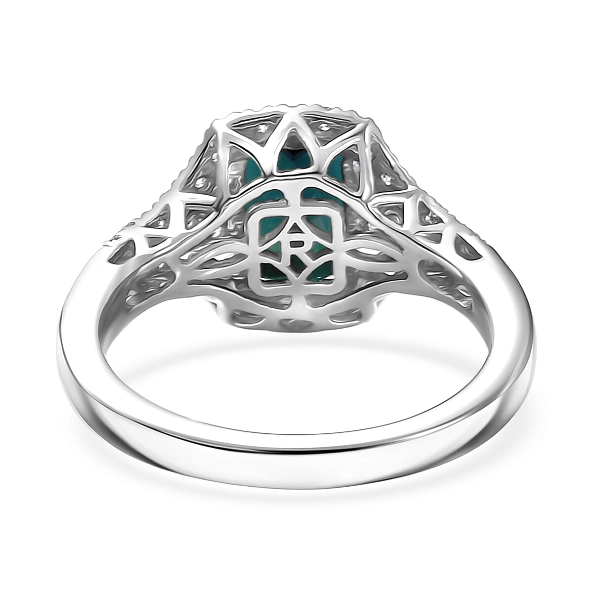 Certified & Appraised Rhapsody AAAA Monte Belo Indicolite and Diamond E-F VS 2.34 ctw Ring in 950 Platinum (Size 10.0) 6.50 Grams image number 4