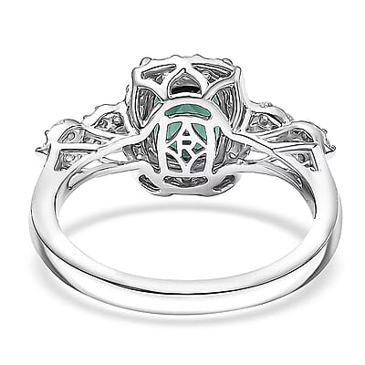Certified & Appraised Rhapsody AAAA Monte Belo Indicolite and Diamond E-F VS 2.15 ctw Ring in 950 Platinum (Size  10.0) 6.35 Grams