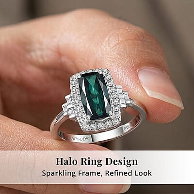 Certified & Appraised Rhapsody AAAA Monte Belo Indicolite and Diamond E-F VS 1.67 ctw Ring in 950 Platinum (Size 6.0) 6.43 Grams
