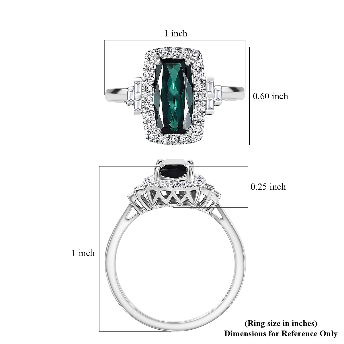Certified & Appraised Rhapsody AAAA Monte Belo Indicolite and Diamond E-F VS 1.67 ctw Ring in 950 Platinum (Size 6.0) 6.43 Grams image number 5