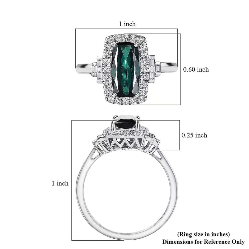 Certified & Appraised Rhapsody AAAA Monte Belo Indicolite and Diamond E-F VS 1.67 ctw Ring in 950 Platinum (Size 6.0) 6.43 Grams