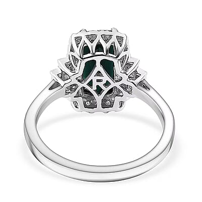 Certified & Appraised Rhapsody AAAA Monte Belo Indicolite and Diamond E-F VS 1.67 ctw Ring in 950 Platinum (Size 6.0) 6.43 Grams