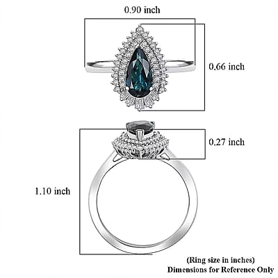 Certified & Appraised Rhapsody AAAA Monte Belo Indicolite and Diamond E-F VS 1.54 ctw Ring in 950 Platinum (Size 7.0) 6.48 Grams