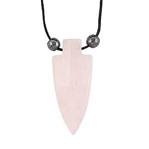 Arrowhead Rose Quartz and Lava Stone 52.00 ctw Adjustable Black Cord Necklace (14 Inches)