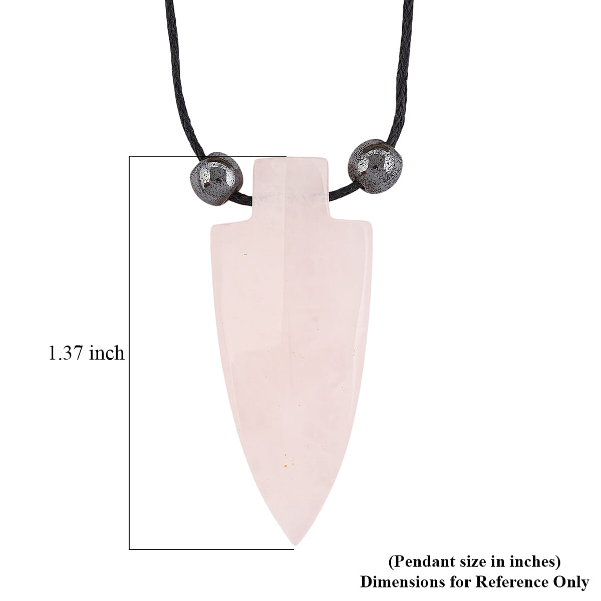 Arrowhead Rose Quartz and Lava Stone 52.00 ctw Adjustable Black Cord Necklace (14 Inches)