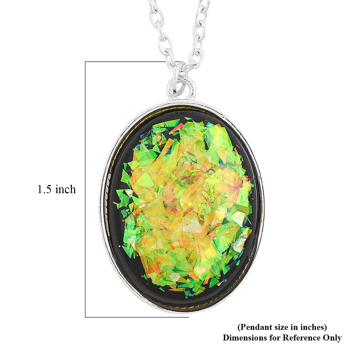 Oval Opal 12.00 ctw Flakes Necklace in Silvertone 16-18 Inches image number 5