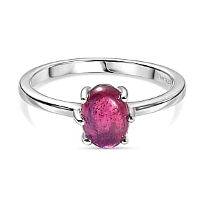 D'Joy African Ruby (FF) 1.85 ctw Solitaire Ring in Rhodium Over Sterling Silver (Size 18.0)