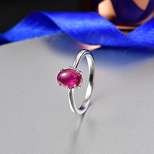 D'Joy African Ruby (FF) 1.85 ctw Solitaire Ring in Rhodium Over Sterling Silver (Size 18.0)