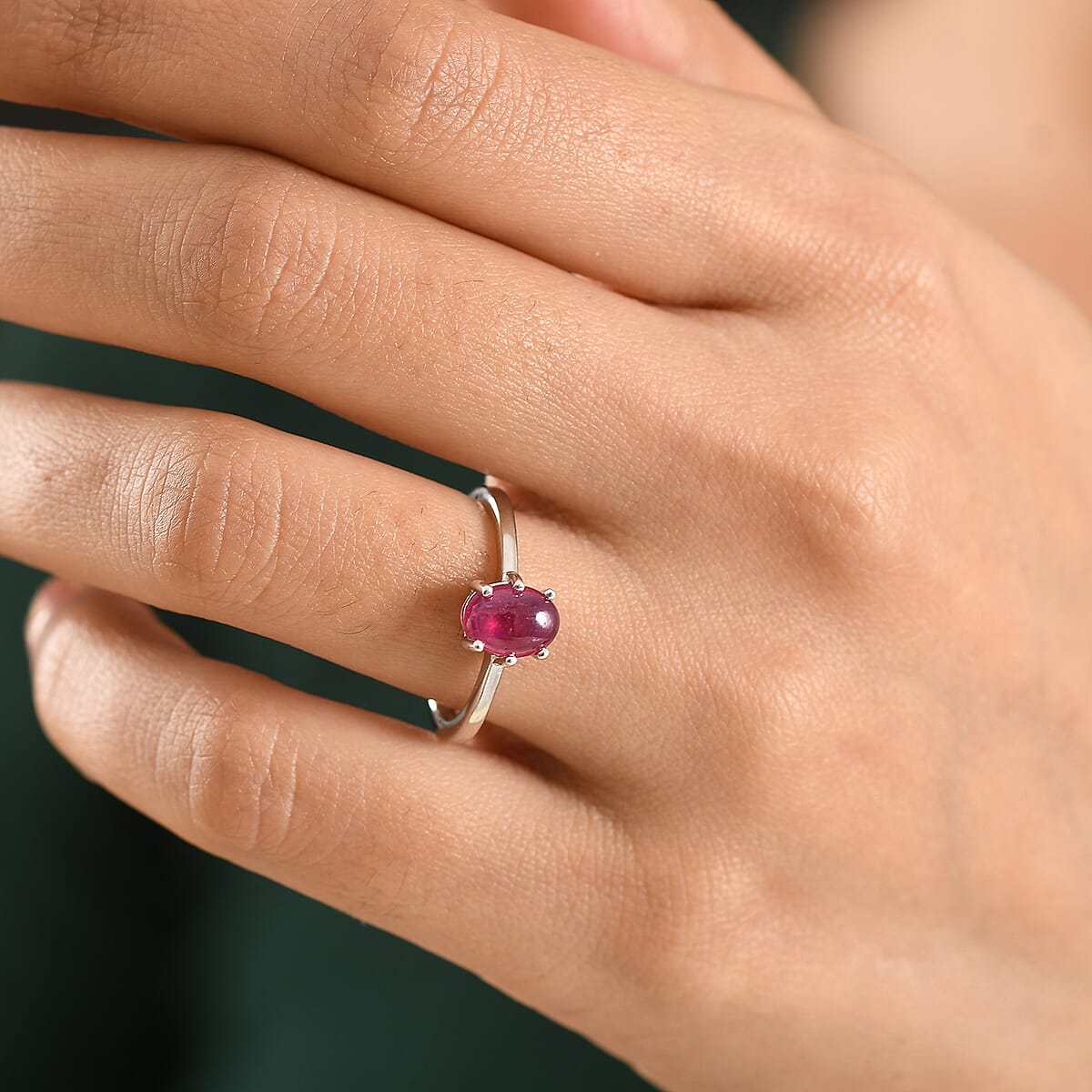 D'Joy African Ruby (FF) 1.85 ctw Solitaire Ring in Rhodium Over Sterling Silver (Size 18.0) image number 2