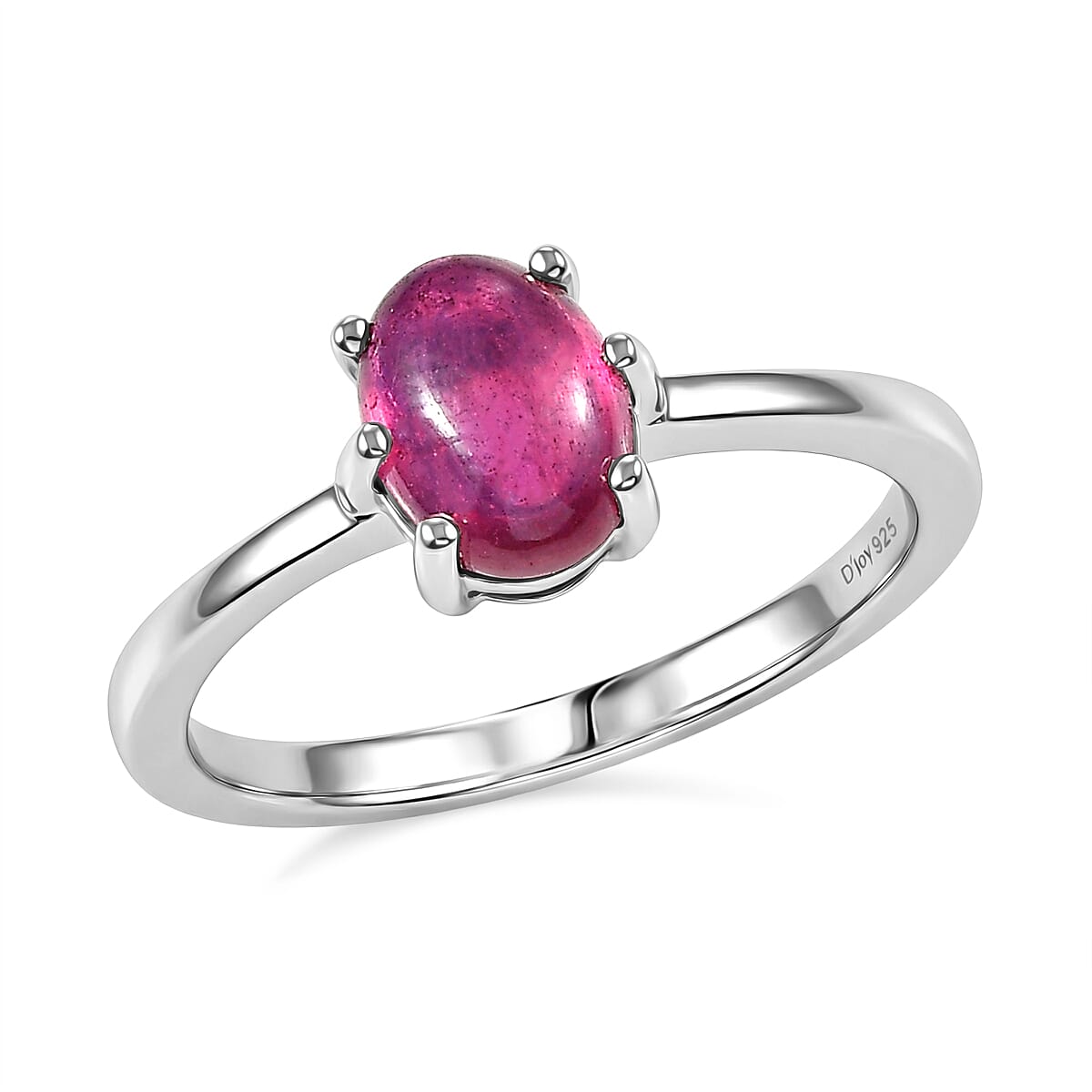 D'Joy African Ruby (FF) 1.85 ctw Solitaire Ring in Rhodium Over Sterling Silver (Size 18.0) image number 3