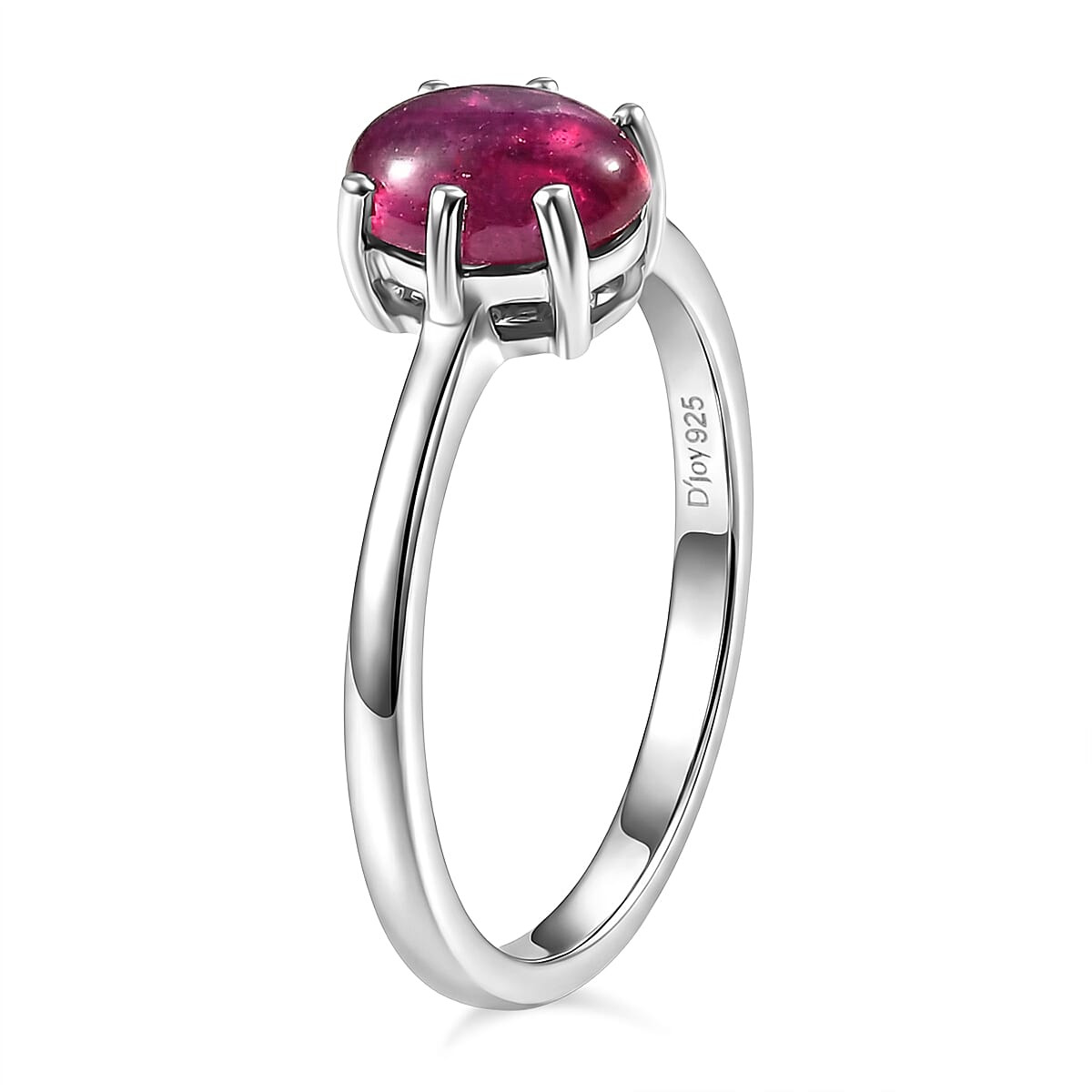 D'Joy African Ruby (FF) 1.85 ctw Solitaire Ring in Rhodium Over Sterling Silver (Size 18.0) image number 4