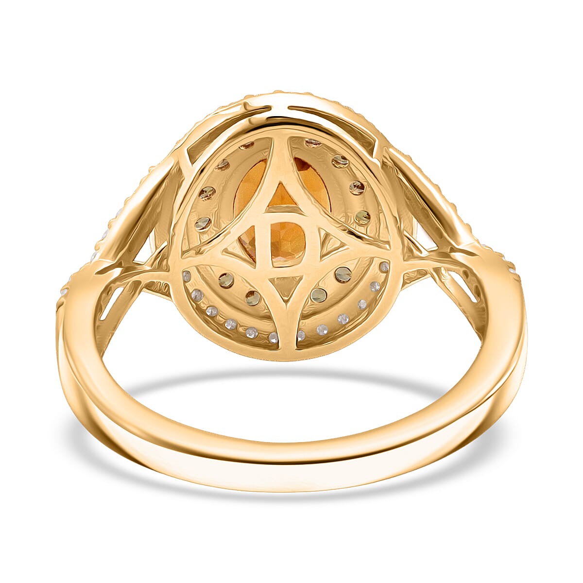 D'Joy Premium Golden Turkizite and Multi Gemstone 2.20 ctw Radiant Halo Ring in 18K Vermeil Yellow Gold Over Sterling Silver (Size 6.0) image number 4